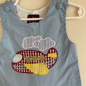 Blue airplane appliqué Jon Jon 18 months